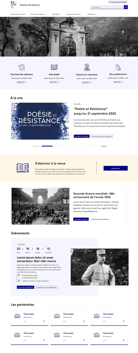 Nouvelle page d’accueil